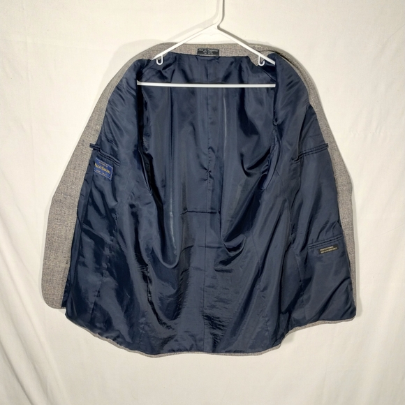 Vintage Palo Savino Silk Blazer Men L 46 Gray Tweed Grandpa Core Academia 90s - Picture 7 of 13